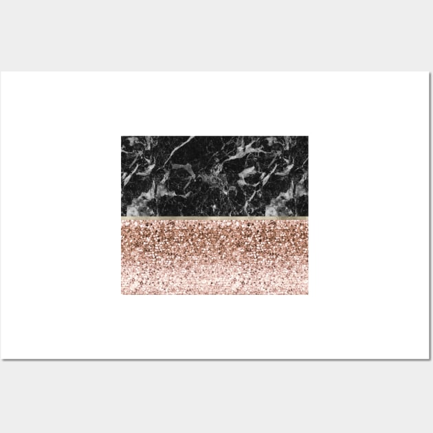 Warm chromatic - rose gold and black marble Wall Art by marbleco